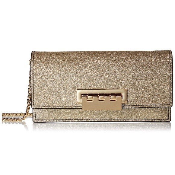 ZAC Zac Posen Handbags - ZAC POSEN Earthette Crossbody Gold Glitter Clutch